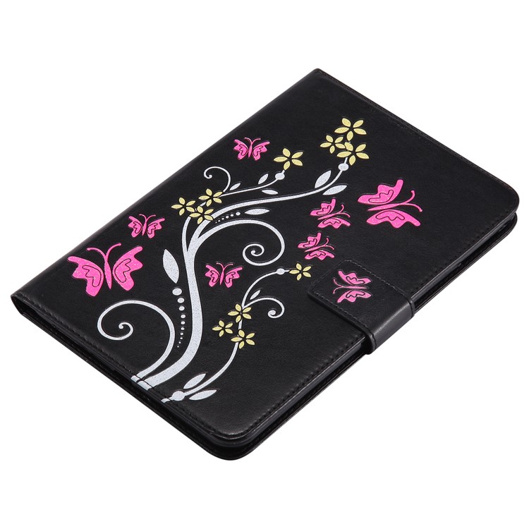 Auto-wake/sleep Glitter Imprinted Butterfly Flower Wallet Leather Case with Stand for iPad mini 5 - Black-4