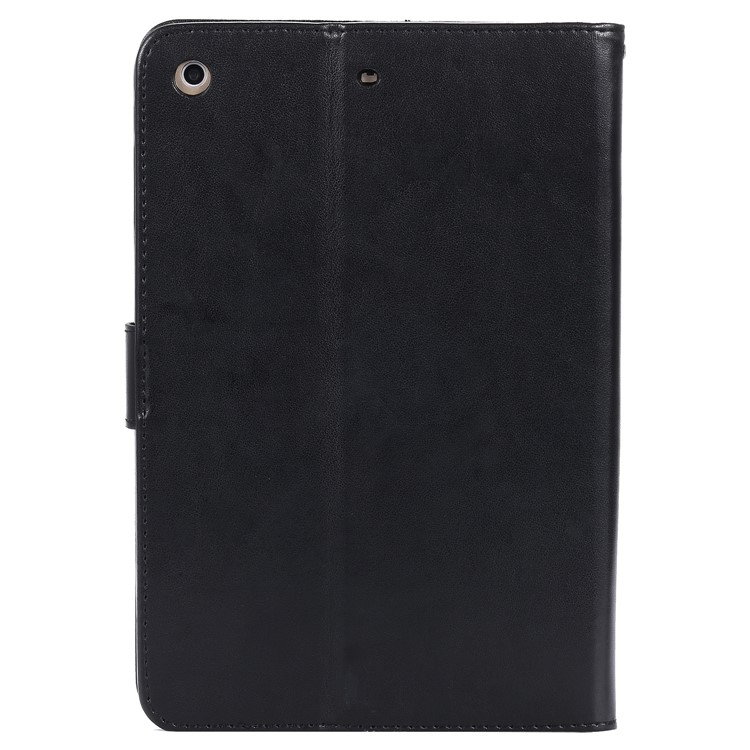 Auto-wake/sleep Glitter Imprinted Butterfly Flower Wallet Leather Case with Stand for iPad Mini 3 2 1 - Black-2