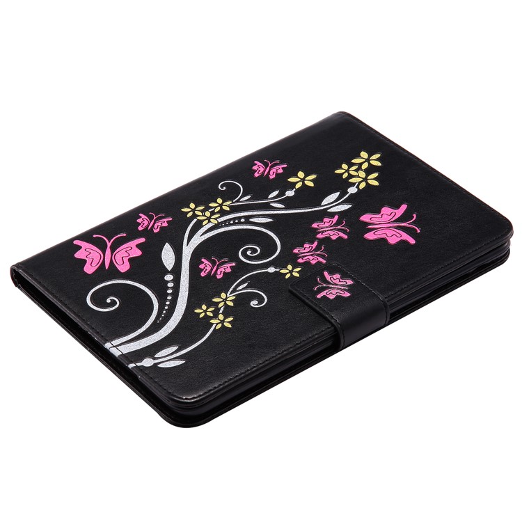 Auto-wake/sleep Glitter Imprinted Butterfly Flower Wallet Leather Case with Stand for iPad Mini 3 2 1 - Black-3