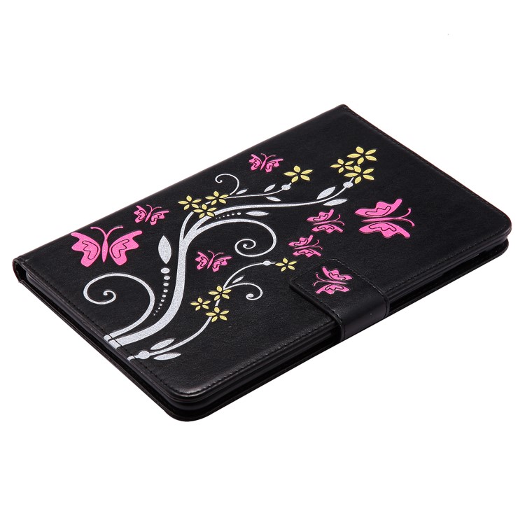 For iPad mini 4 Glittery Powder Imprint Butterfly Flower Leather Smart Shell for iPad mini 4 - Black-3