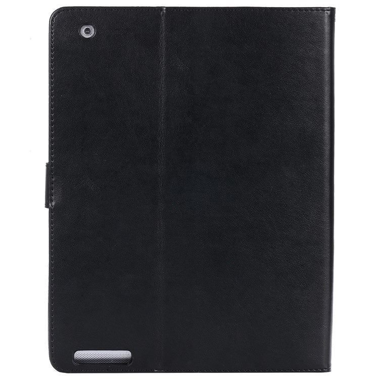 Auto-wake/sleep Glitter Imprinted Butterfly Flower Wallet Leather Case with Stand for iPad 2 / 3 / 4 - Black-2