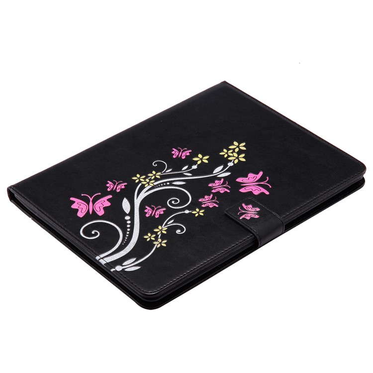 Auto-wake/sleep Glitter Imprinted Butterfly Flower Wallet Leather Case with Stand for iPad 2 / 3 / 4 - Black-3