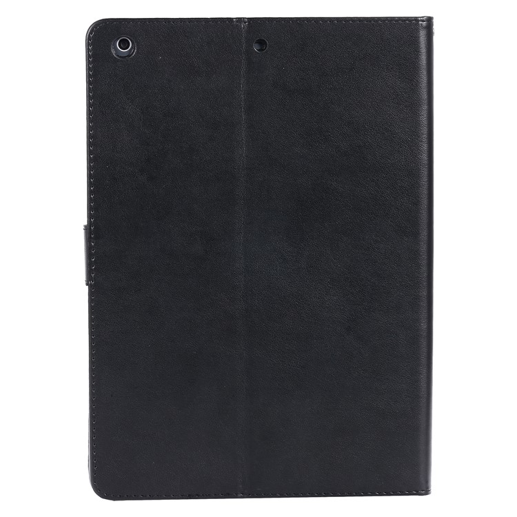 For iPad Air Glittery Powder Imprint Butterfly Flower Leather Smart Cover - Black-2