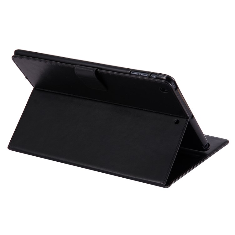 For iPad Air Glittery Powder Imprint Butterfly Flower Leather Smart Cover - Black-5