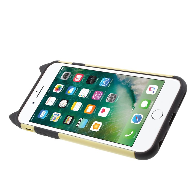 3D Bearded Cat PC+TPU Combo Mobile Cover with Ring Holder for iPhone 7 - Yellow-4