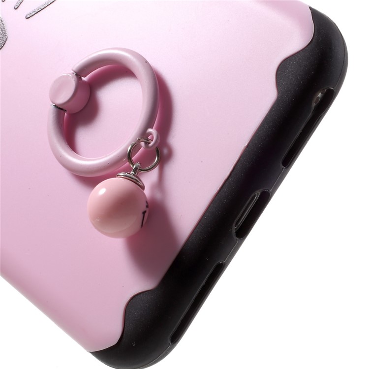 Mustache Cat PC+TPU Case with Metal Ring Stand for iPhone 7 Plus 5.5 inch - Pink-8