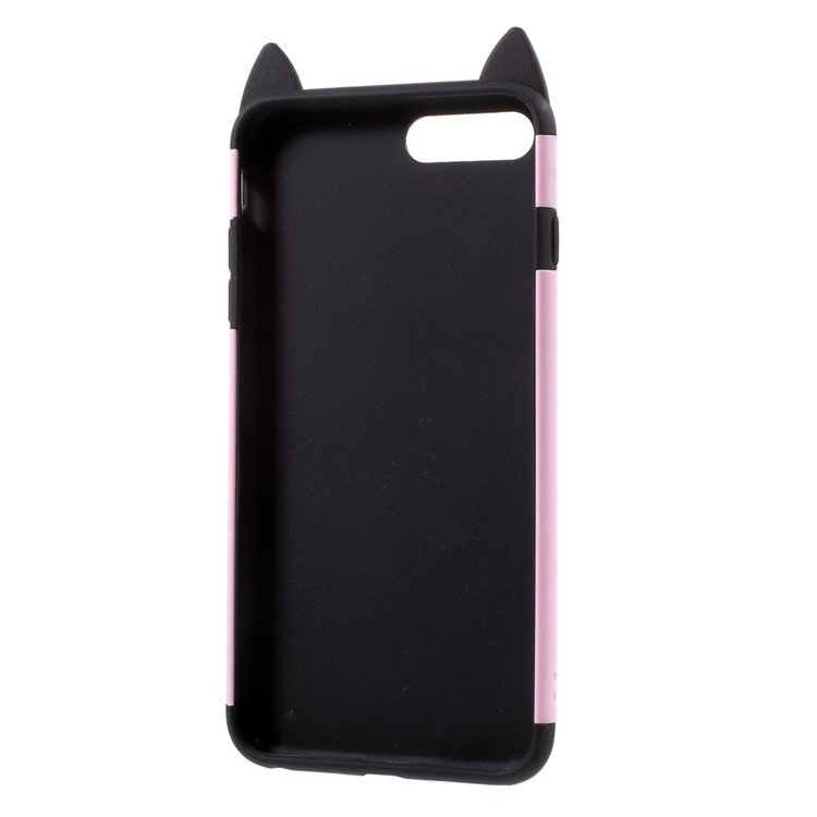 Mustache Cat PC+TPU Case with Metal Ring Stand for iPhone 7 Plus 5.5 inch - Pink-9
