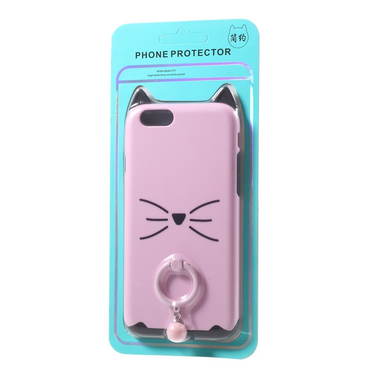 3D Bearded Cat PC+TPU Combo Mobile Shell with Ring Holder for iPhone 6 Plus / 6s Plus - Pink-11