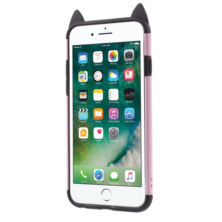 3D Bearded Cat PC+TPU Combo Mobile Shell with Ring Holder for iPhone 6 Plus / 6s Plus - Pink-2