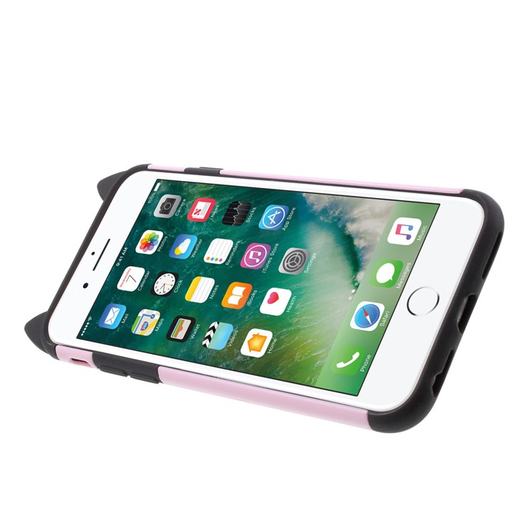 3D Bearded Cat PC+TPU Combo Mobile Shell with Ring Holder for iPhone 6 Plus / 6s Plus - Pink-4