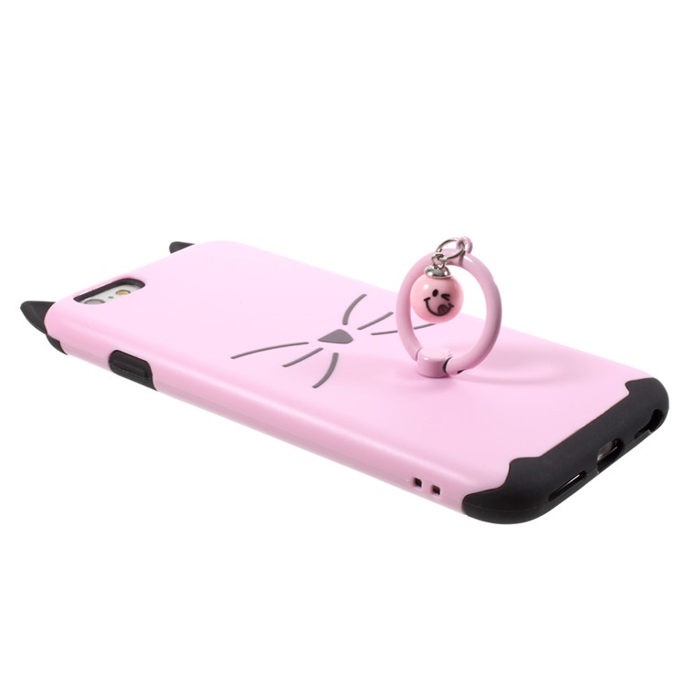 3D Bearded Cat PC+TPU Combo Mobile Shell with Ring Holder for iPhone 6 Plus / 6s Plus - Pink-6
