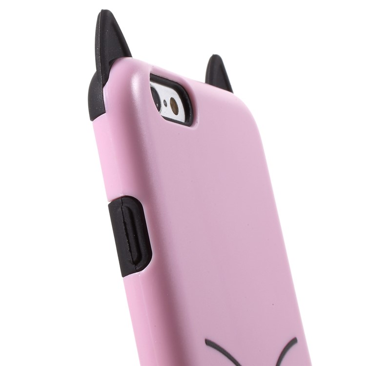 3D Bearded Cat PC+TPU Combo Mobile Shell with Ring Holder for iPhone 6 Plus / 6s Plus - Pink-8