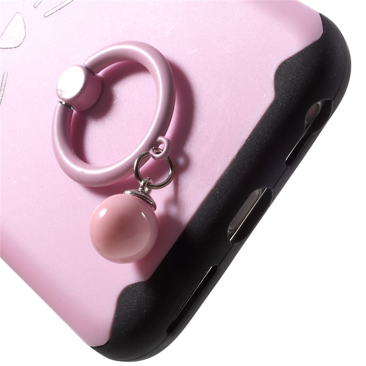 3D Bearded Cat PC+TPU Combo Mobile Shell with Ring Holder for iPhone 6 Plus / 6s Plus - Pink-9