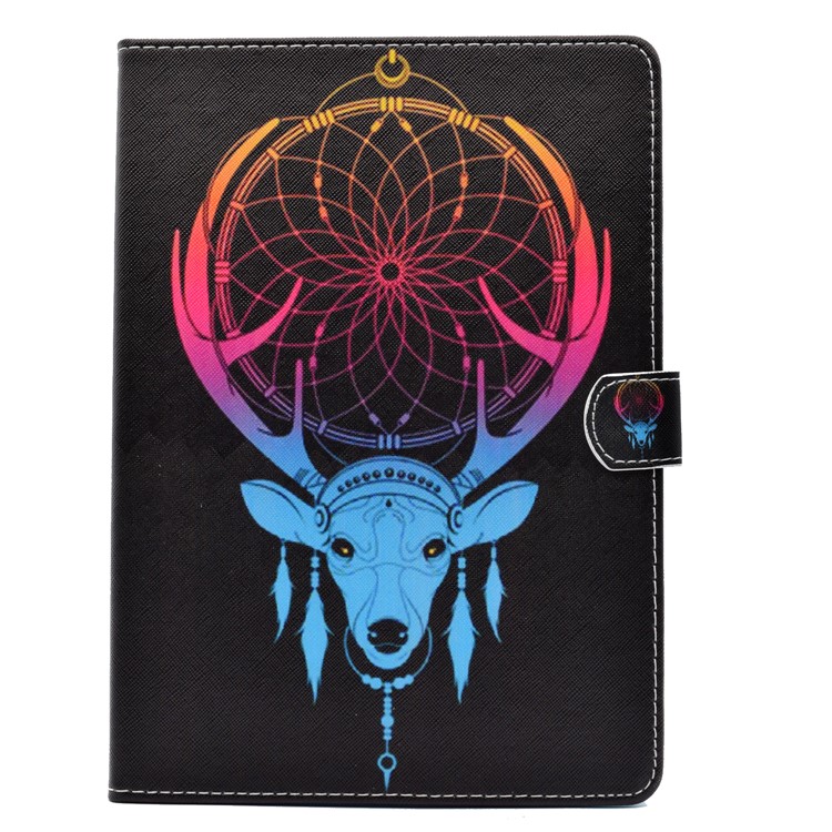 Pattern Printing Wallet Leather Case for iPad 9.7 (2017) - Dream Catcher and Deer Head-1