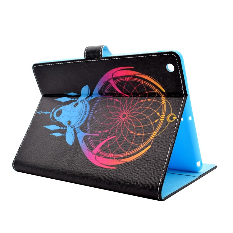 Pattern Printing Wallet Leather Case for iPad 9.7 (2017) - Dream Catcher and Deer Head-3