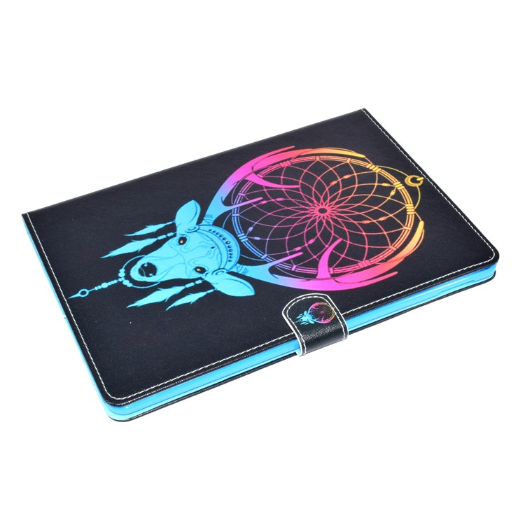 Pattern Printing Wallet Leather Case for iPad 9.7 (2017) - Dream Catcher and Deer Head-6