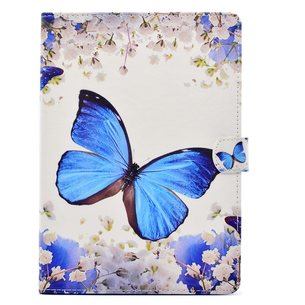 For iPad 9.7 (2018) / 9.7 (2017) Stitching Design Pattern Printing Leather Case with Wallet Stand Function for iPad 9.7 (2018) / 9.7 (2017) - Butterfly and Flowers