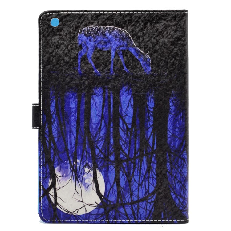 Pattern Printing Protective Leather Cover for iPad 9.7 (2018) / 9.7 (2017) - Sika Deer and Moonlight Reflection-2
