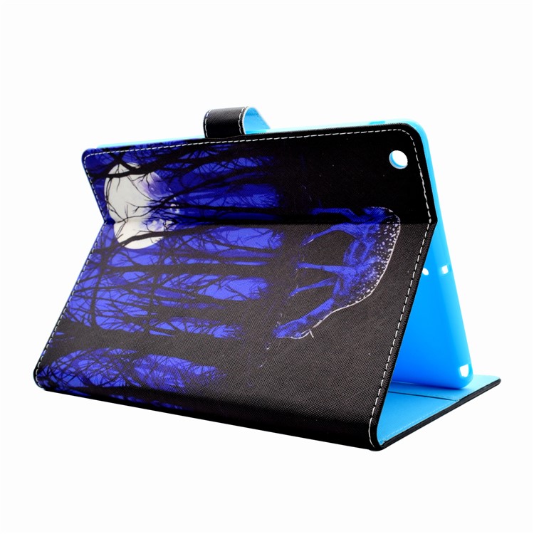 Pattern Printing Protective Leather Cover for iPad 9.7 (2018) / 9.7 (2017) - Sika Deer and Moonlight Reflection-3