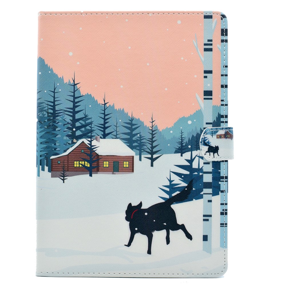 For iPad 9.7 (2018) / 9.7 (2017) Stitching Design Pattern Printing Leather Case with Wallet Stand Function for iPad 9.7 (2018) / 9.7 (2017) - Dog in the Snow