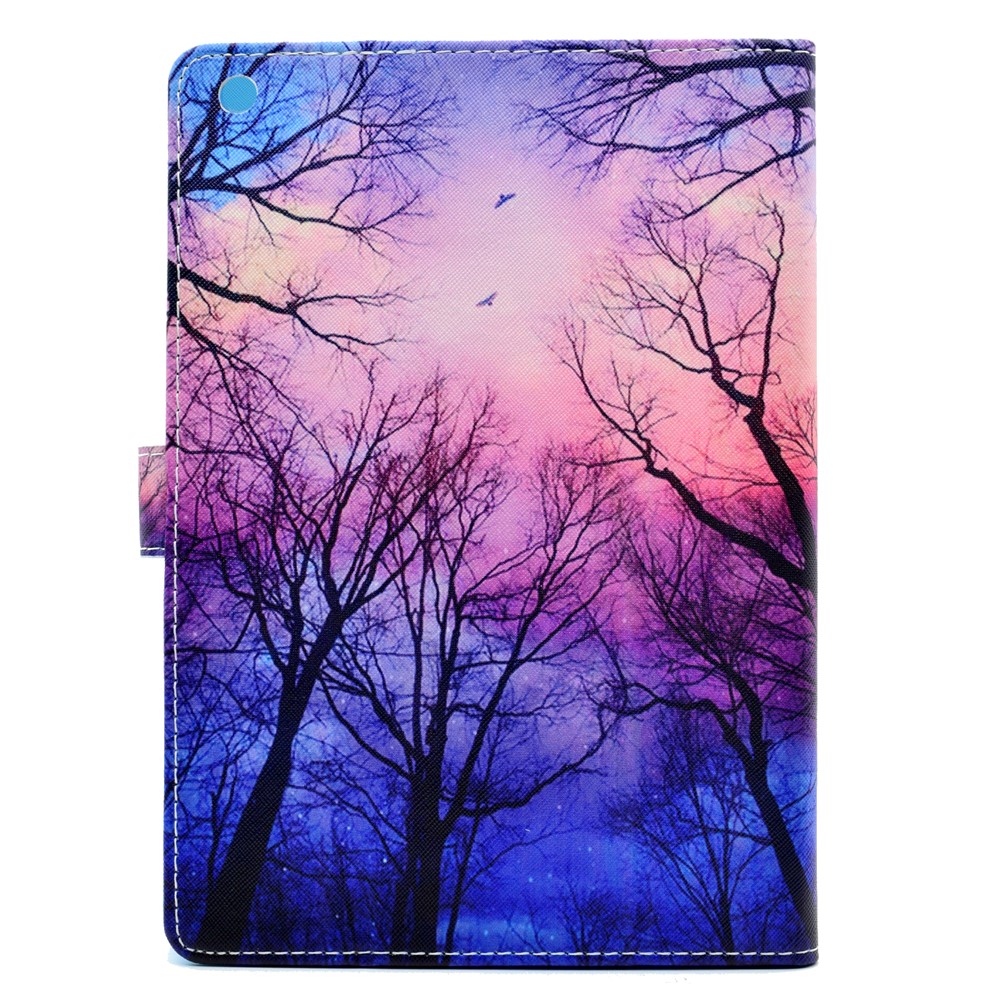 Card Holder Stand Patterned Leather Cover for iPad 9.7 (2018) / 9.7 (2017) - Birds Flying over the Woods-2