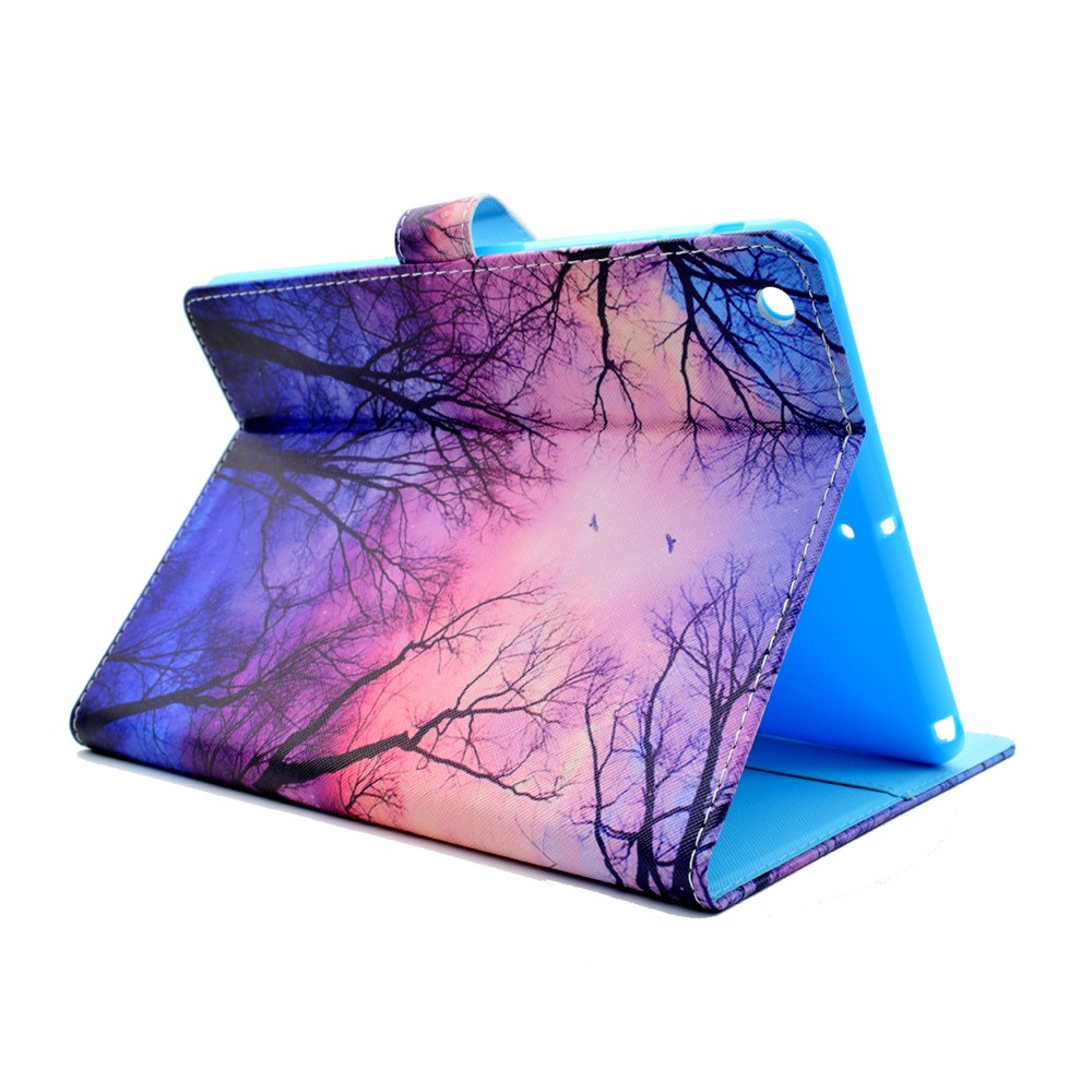 Card Holder Stand Patterned Leather Cover for iPad 9.7 (2018) / 9.7 (2017) - Birds Flying over the Woods-3