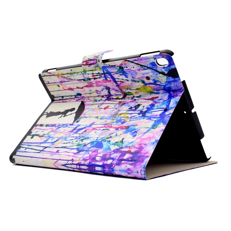 Pattern Printing Card Holder Leather Case for iPad Pro 10.5 (2017) - Watercolor Rain and Girl-3