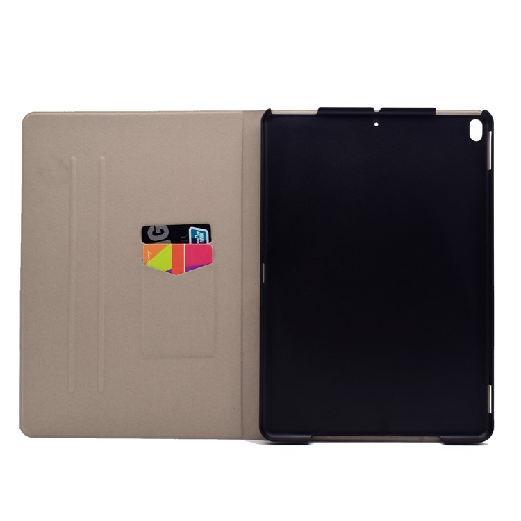 Pattern Printing Card Holder Leather Case for iPad Pro 10.5 (2017) - Watercolor Rain and Girl-5