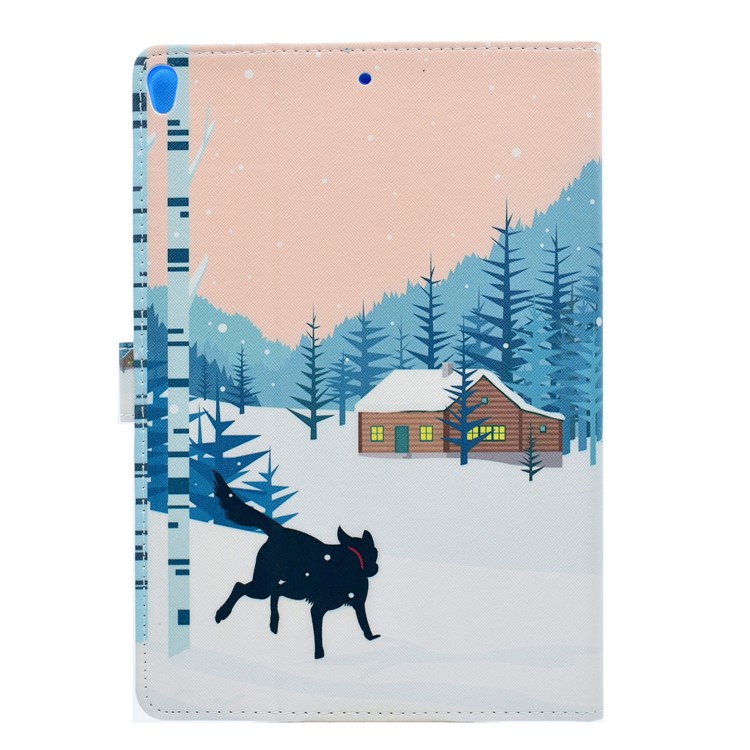 Pattern Printing Stand Card Slots Leather Case for iPad Pro 10.5 (2017) - Black Dog and Snow Scene-2