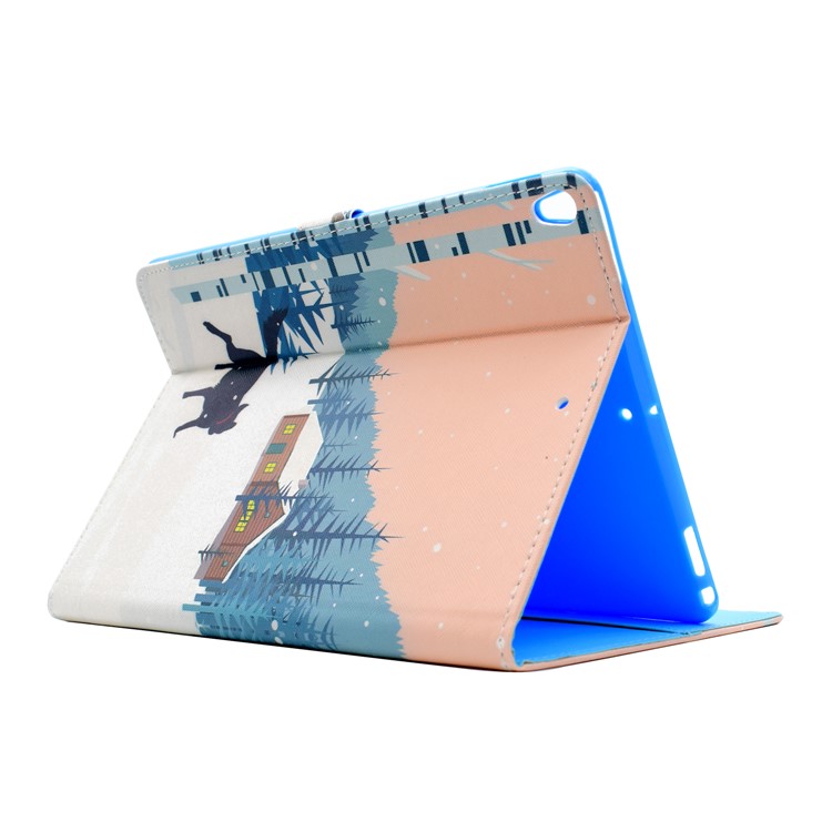 Pattern Printing Stand Card Slots Leather Case for iPad Pro 10.5 (2017) - Black Dog and Snow Scene-3