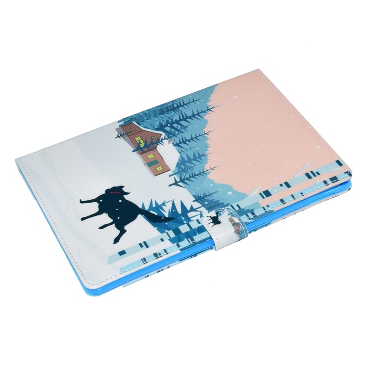 Pattern Printing Stand Card Slots Leather Case for iPad Pro 10.5 (2017) - Black Dog and Snow Scene-6
