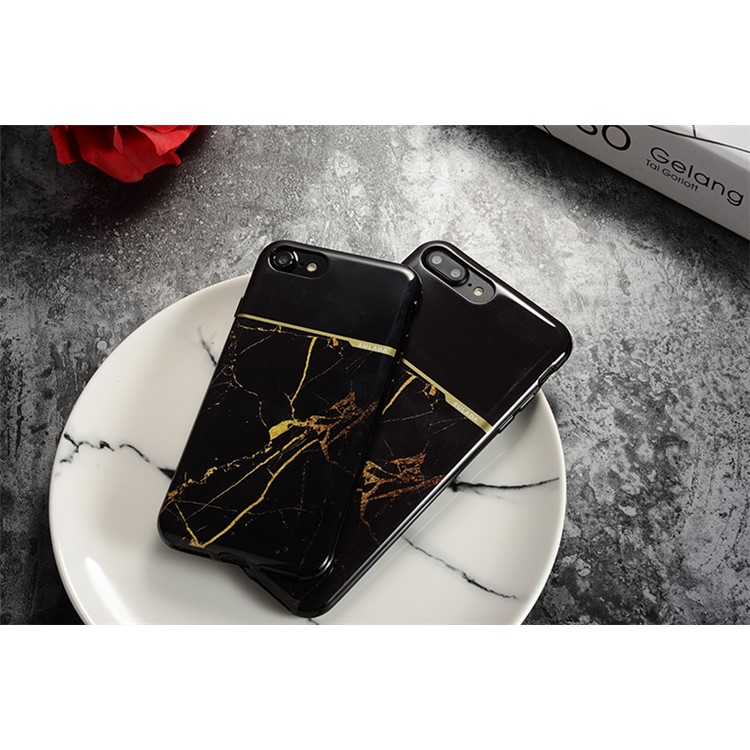 SULADA Glossy Marble Grain Protective TPU Back Case for iPhone 8 Plus / 7 Plus 5.5 inch - Black-2