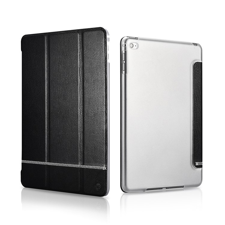 XOOMZ Snake Texture Tri-fold Stand Auto Wake and Sleep PU Leather Tablet Case for iPad Air 2 - Black-1