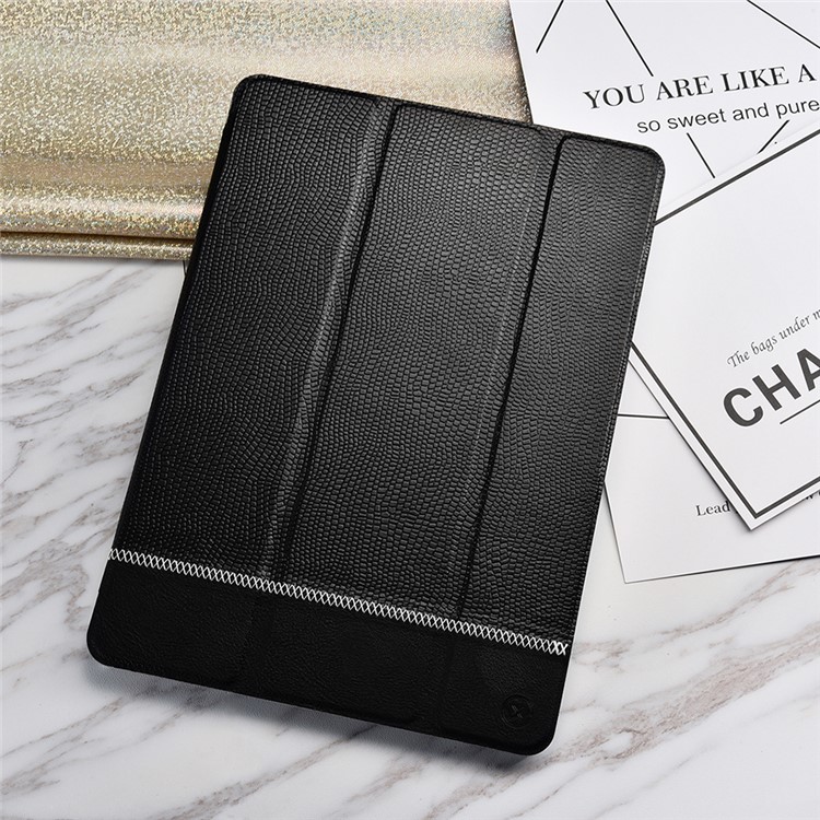 XOOMZ Snake Texture Tri-fold Stand Auto Wake and Sleep PU Leather Tablet Case for iPad Air 2 - Black-2