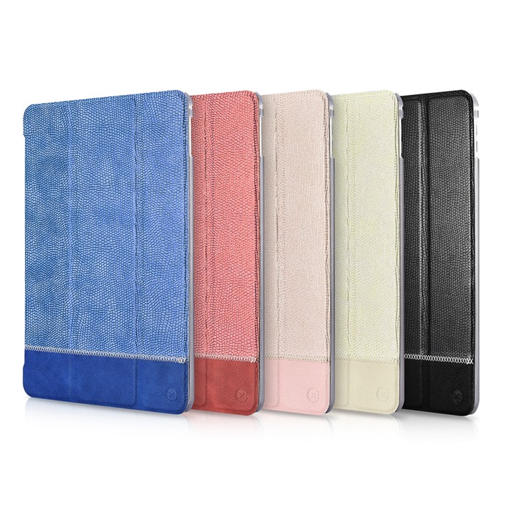 XOOMZ Snake Texture Tri-fold Stand Auto Wake and Sleep PU Leather Tablet Case for iPad Air 2 - Black-3