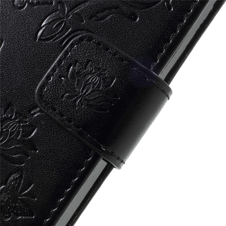 Imprint Butterfly and Flower PU Leather Stand Wallet Phone Case for iphone 5 / 5s / SE - Black-9