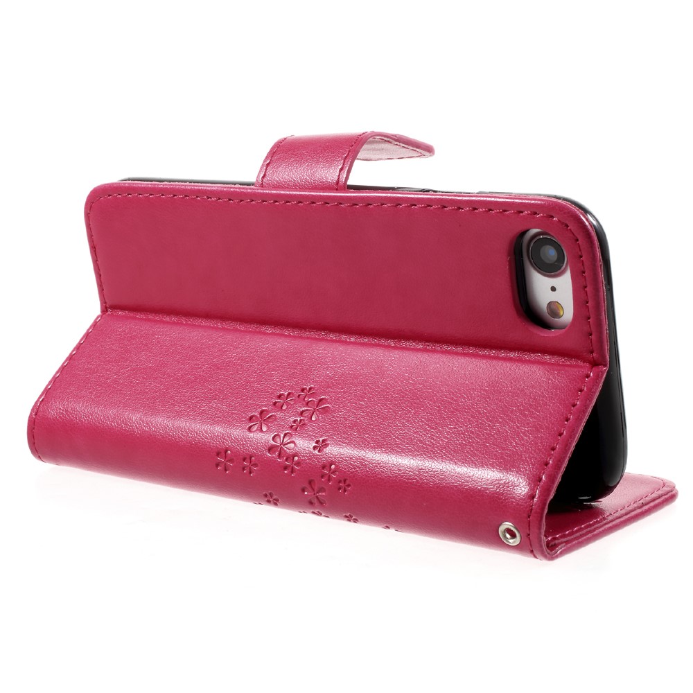 Imprint Tree Owl Magnetic Wallet PU Leather Stand Cover for iPhone 7 4.7 inch - Rose-5