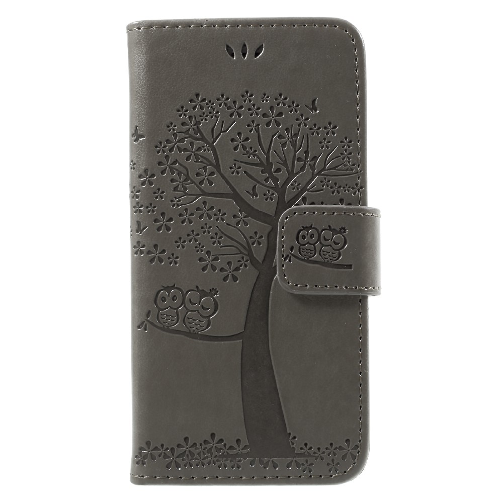 

Imprint Tree Owl Magnetic Wallet PU Leather Stand Shell for iPhone 8 / 7 4.7 inch - Grey