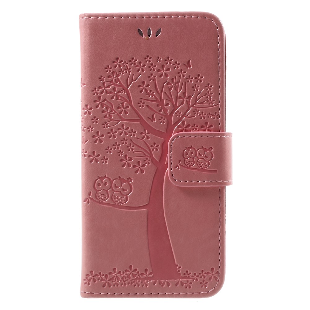 

Imprint Tree Owl Magnetic Wallet PU Leather Cover with Stand for iPhone 8 / 7 4.7 inch - Pink