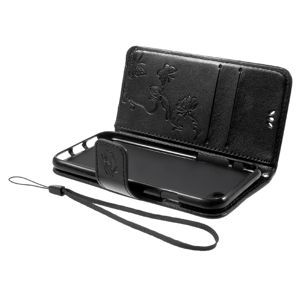 Imprint Butterfly Flower Magnetic Wallet PU Leather Stand Case for iPhone 8 / 7 4.7 inch - Black-11