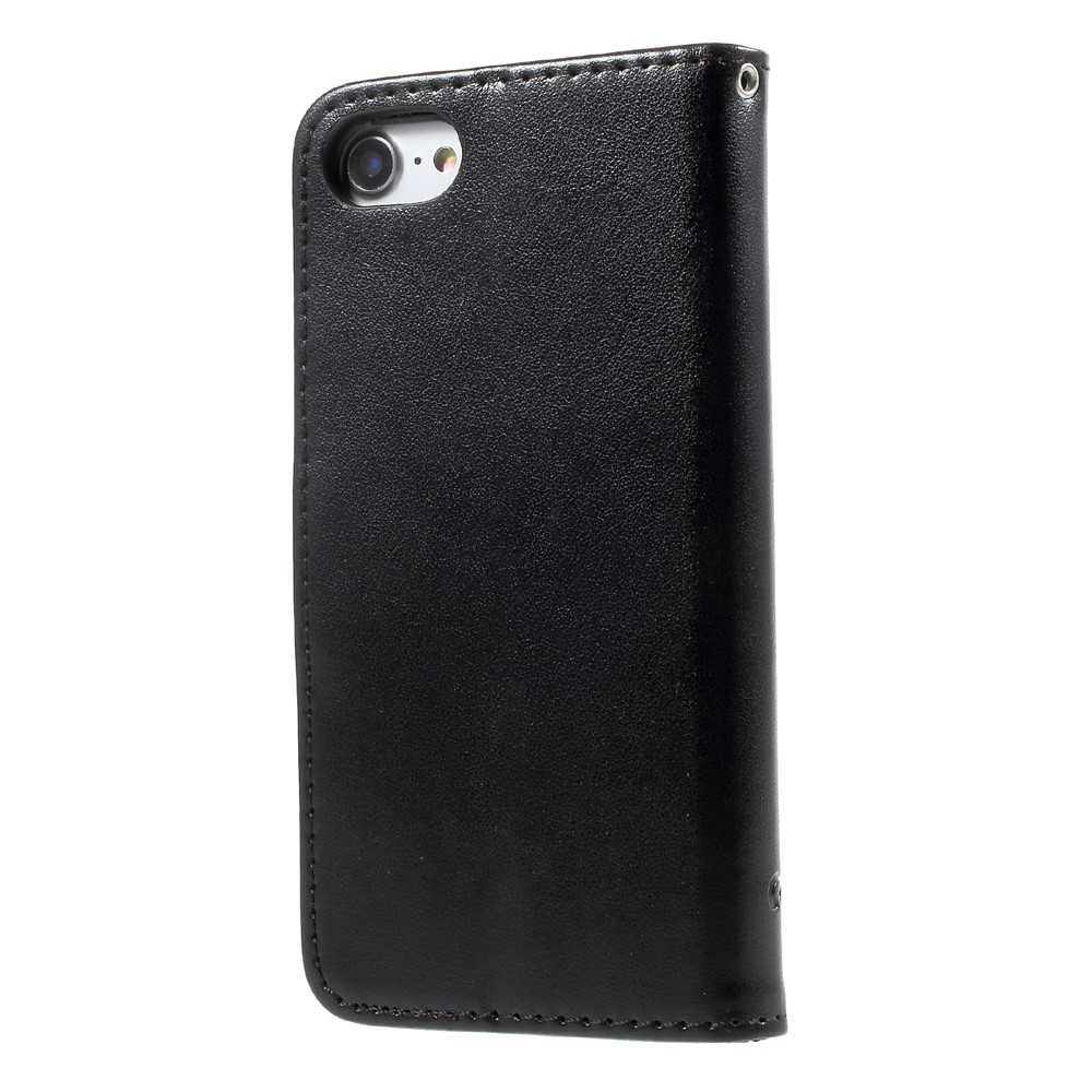 Imprint Butterfly Flower Magnetic Wallet PU Leather Stand Case for iPhone 8 / 7 4.7 inch - Black-2