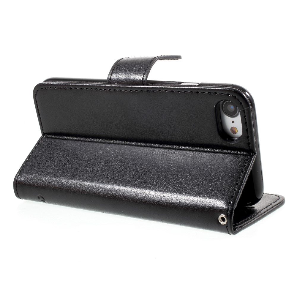 Imprint Butterfly Flower Magnetic Wallet PU Leather Stand Case for iPhone 8 / 7 4.7 inch - Black-5