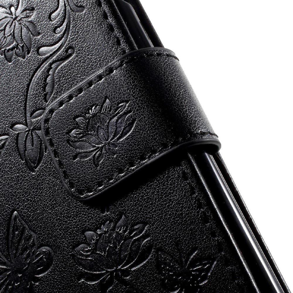 Imprint Butterfly Flower Magnetic Wallet PU Leather Stand Case for iPhone 8 / 7 4.7 inch - Black-8