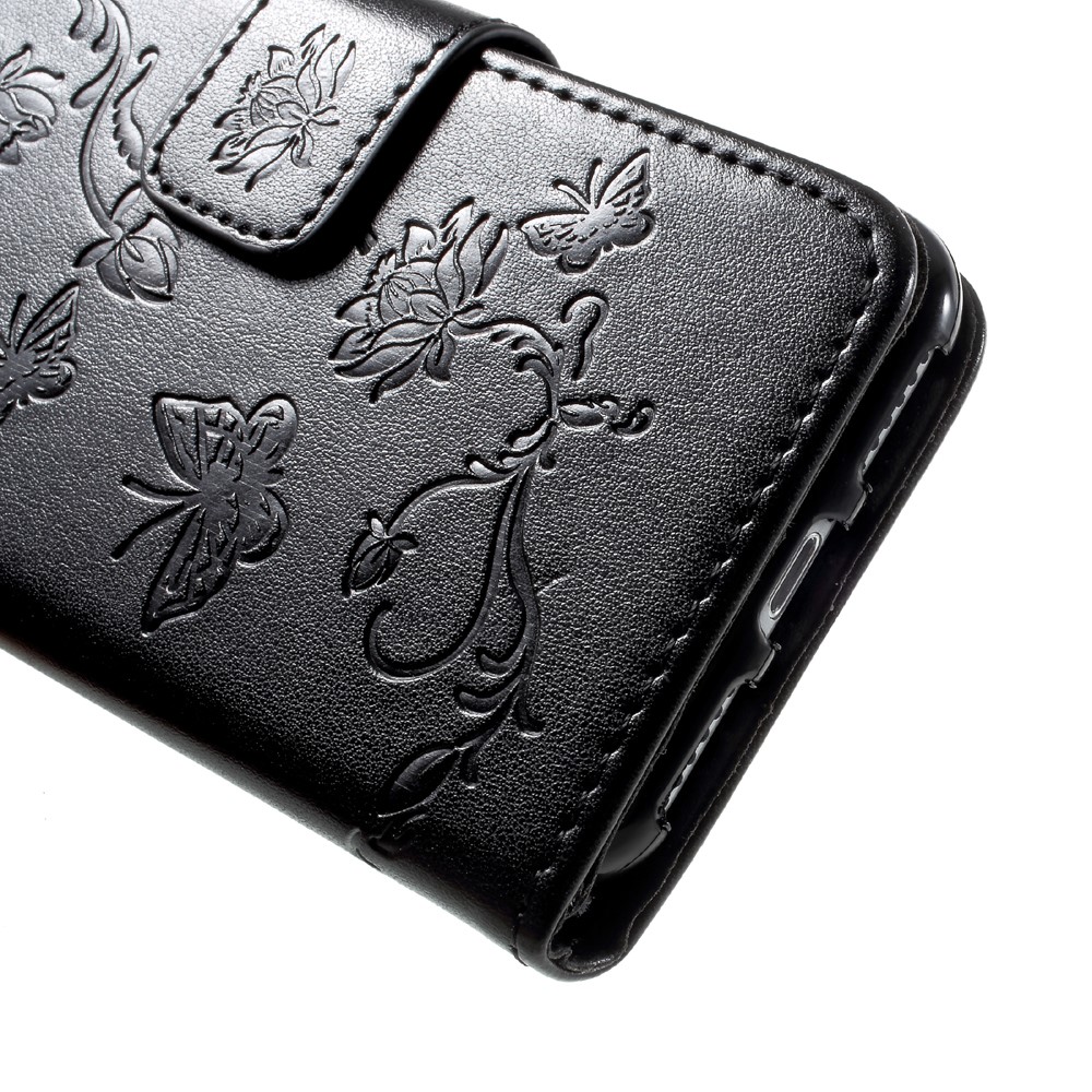 Imprint Butterfly Flower Magnetic Wallet PU Leather Stand Case for iPhone 8 / 7 4.7 inch - Black-9