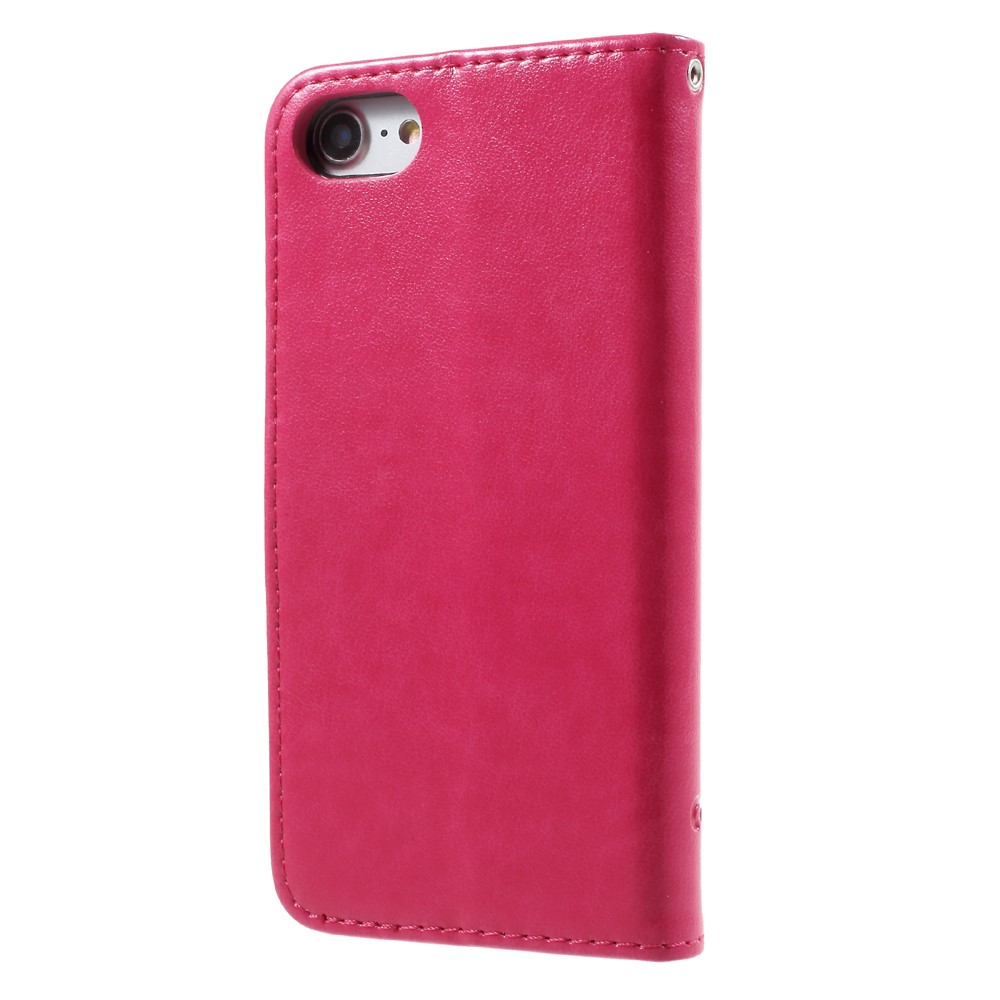 Imprint Butterfly Flower Magnetic Wallet PU Leather Stand Casing for iPhone 8 / 7 4.7 inch - Rose-2