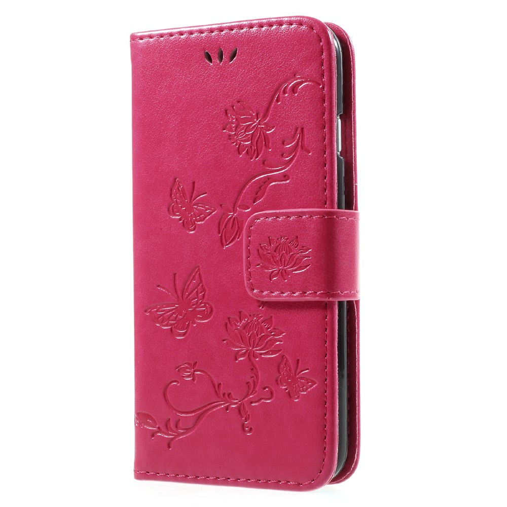 Imprint Butterfly Flower Magnetic Wallet PU Leather Stand Casing for iPhone 8 / 7 4.7 inch - Rose-3