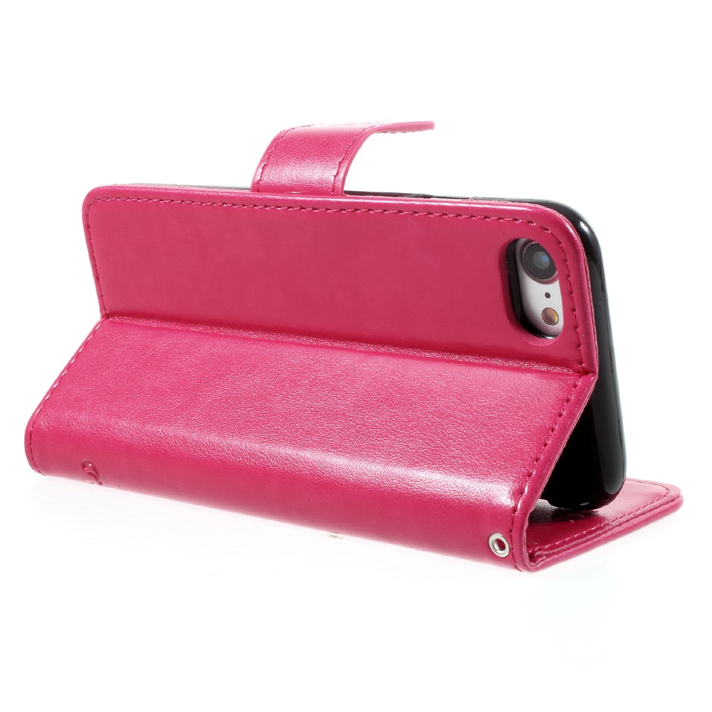 Imprint Butterfly Flower Magnetic Wallet PU Leather Stand Casing for iPhone 8 / 7 4.7 inch - Rose-5