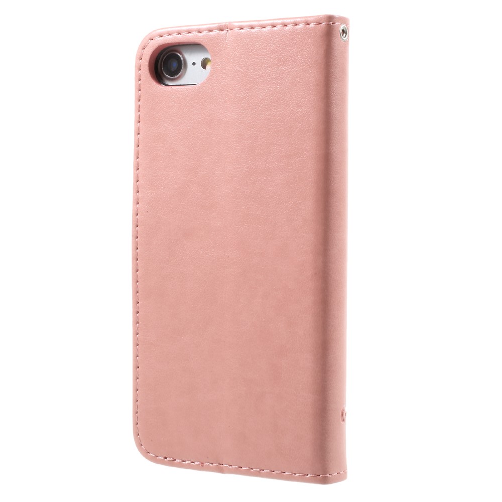 Imprint Butterfly Flower Wallet PU Leather Stand Mobile Phone Cover for iPhone 8 / 7 4.7 inch - Pink-2