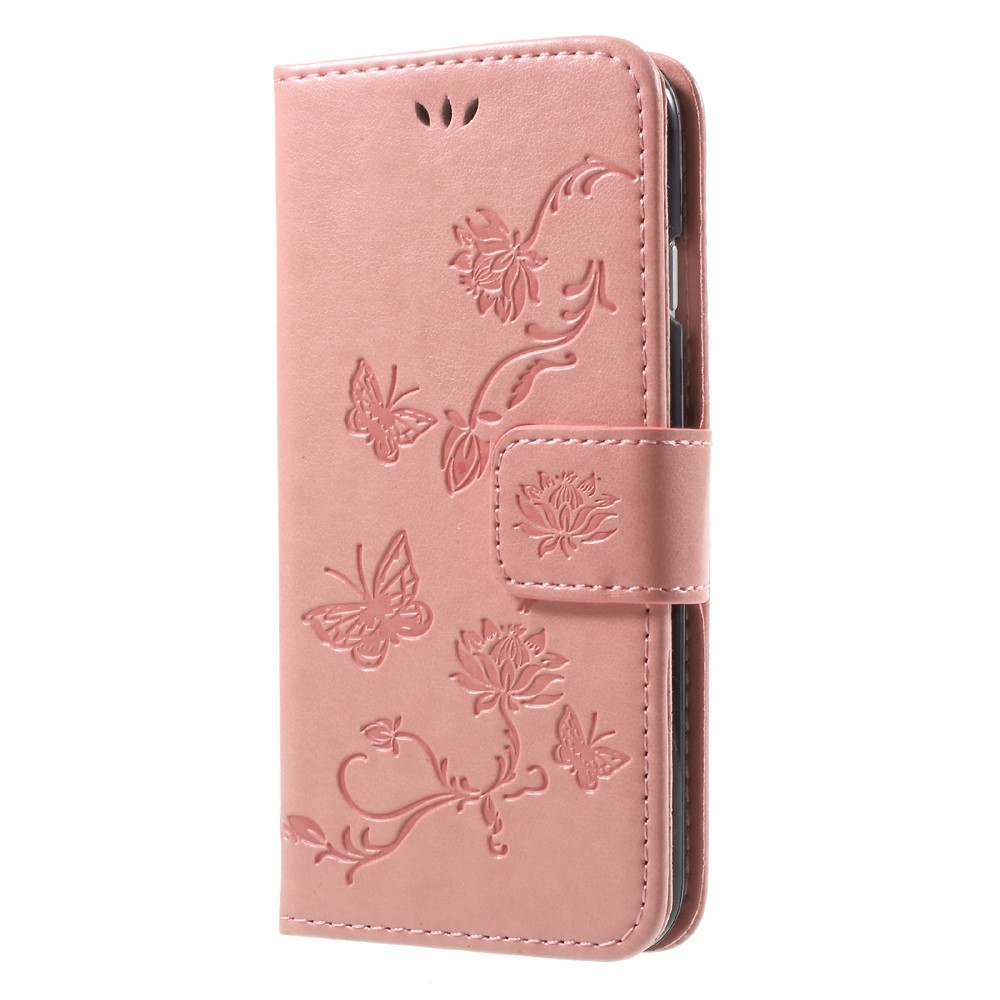 Imprint Butterfly Flower Wallet PU Leather Stand Mobile Phone Cover for iPhone 8 / 7 4.7 inch - Pink-3