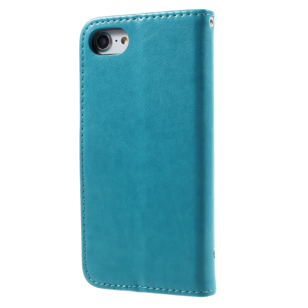 Imprint Butterfly Flower Magnetic Wallet PU Leather Stand Cell Phone Case for iPhone 8 / 7 4.7 inch - Blue-2